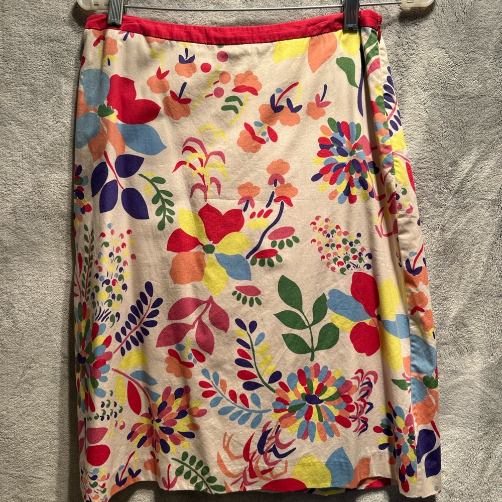Boden Red and Blue A-Line Knee-Length Skirt